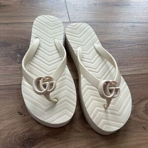 Gucci Chevron Cream Sandals